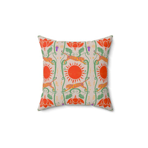 Tiger Dancing Around The Sun Square Pillow