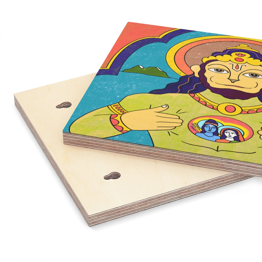 Hanuman Opening his Heart Wood Canvas